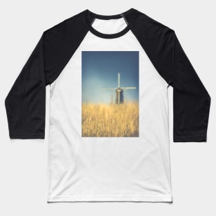 Wheat Field Windmill Baseball T-Shirt